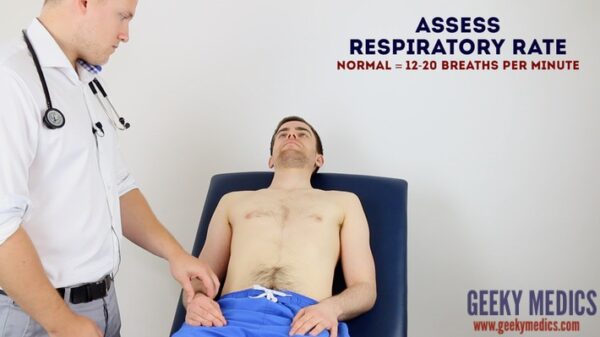 Assess respiratory rate
