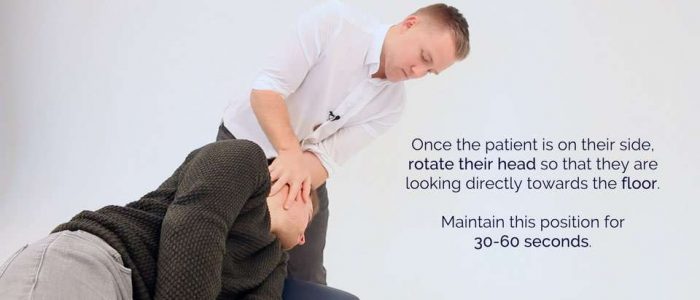 Ask the patient to roll onto their shoulder
