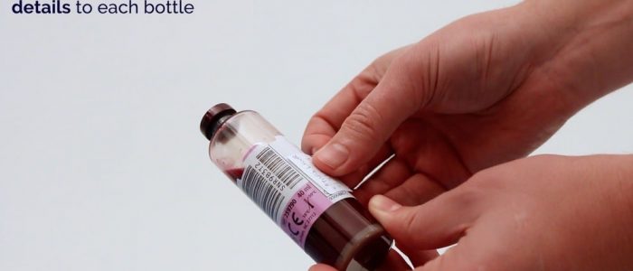 Add the patient's details to the blood culture bottles