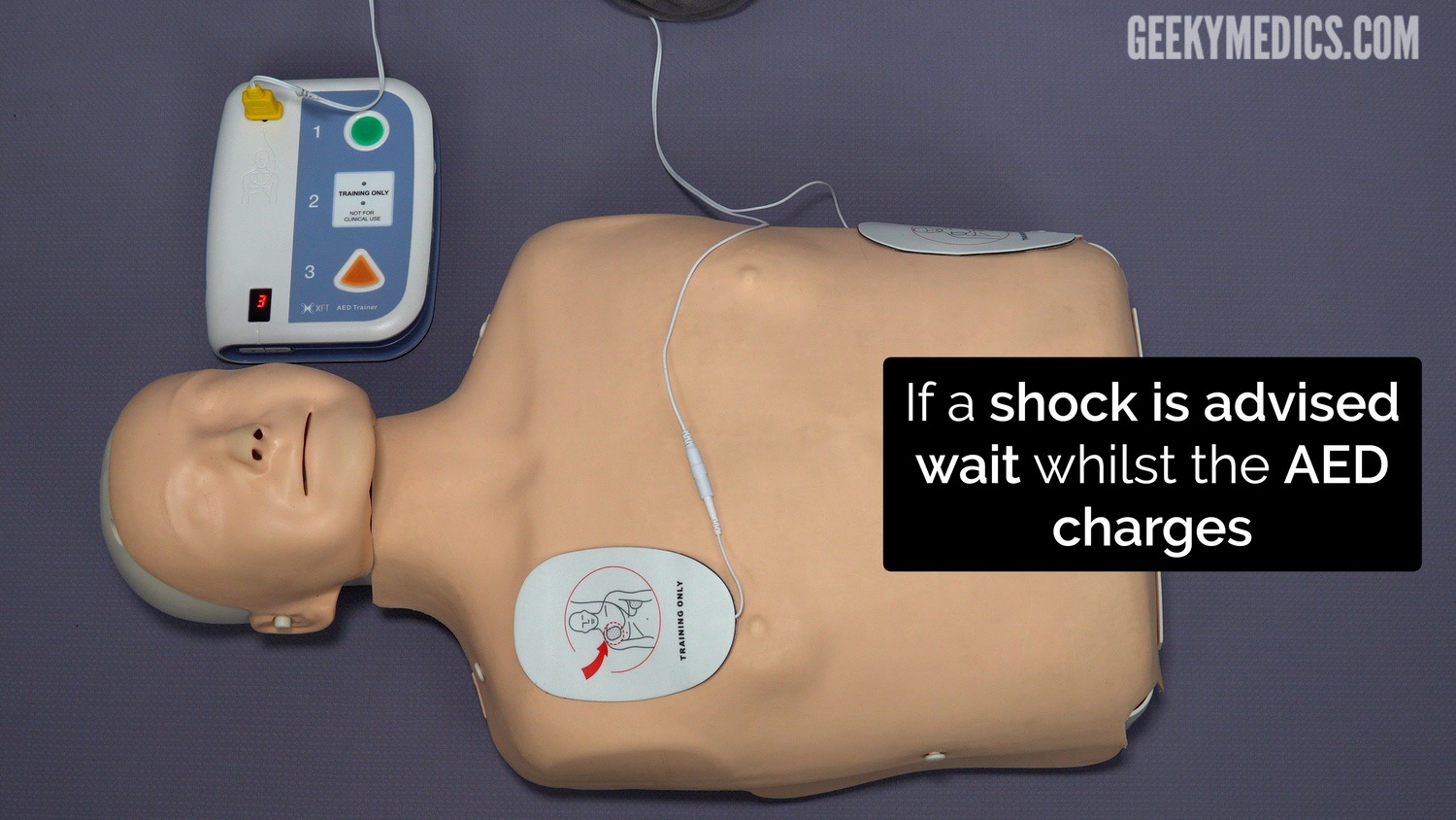If a shock is required, wait for the AED to charge