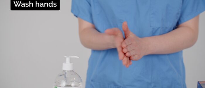 Measuring vital signs - wash hands