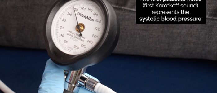Lying and standing blood pressure: The pressure at which the first Korotkoff sound becomes audible represents the patient’s systolic blood pressure