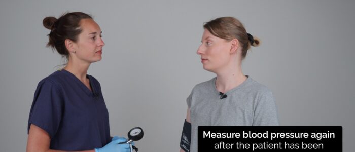 Lying and standing blood pressure: Measure the blood pressure after three minutes of standing