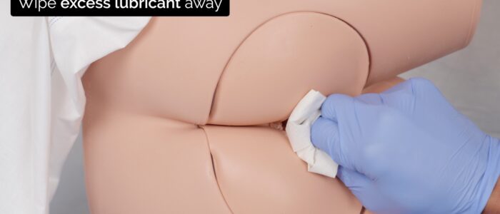 Rectal (PR) examination - Clean the patient and wipe away excess lubricant